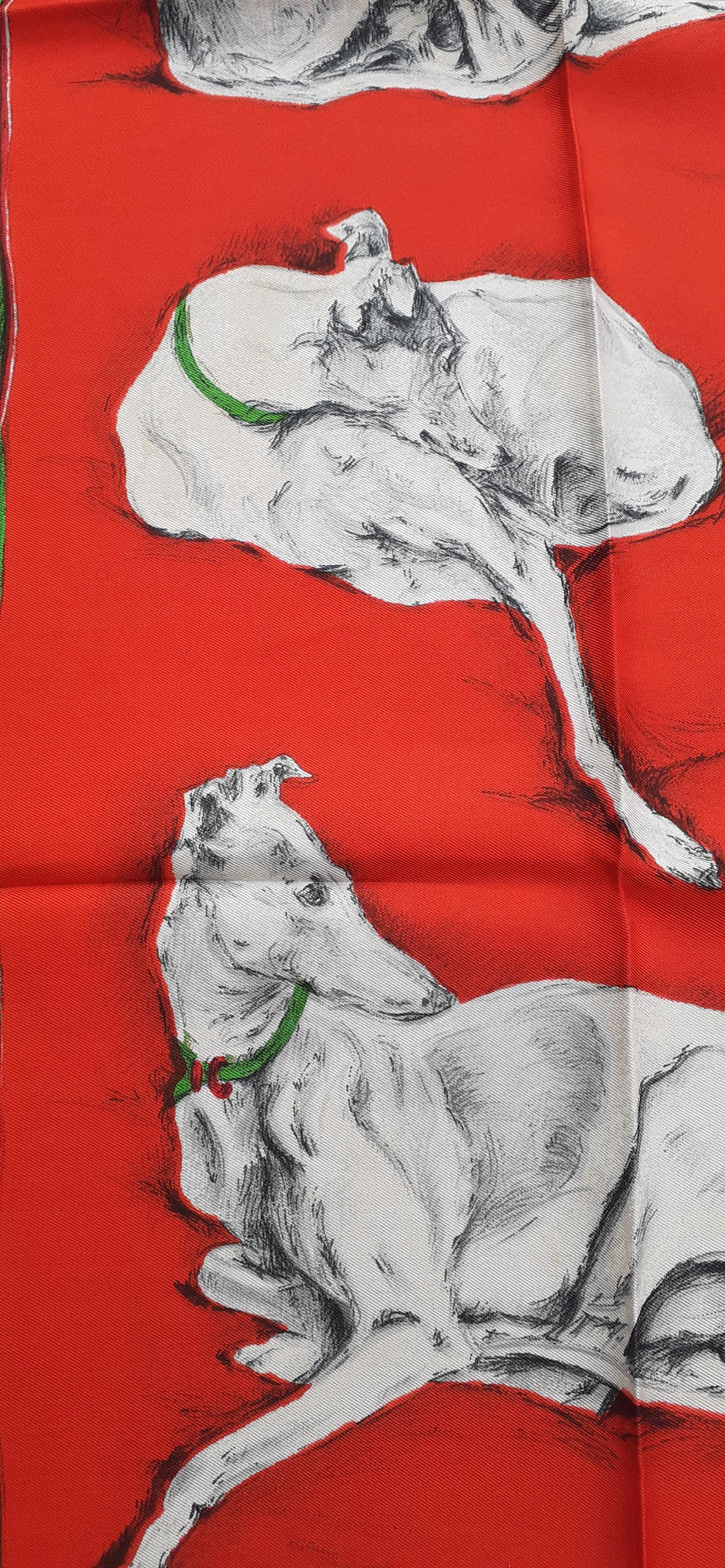 Hermès Silk Scarf Les Lévriers Greyhound Dogs Xavier De Poret 90 cm 9
