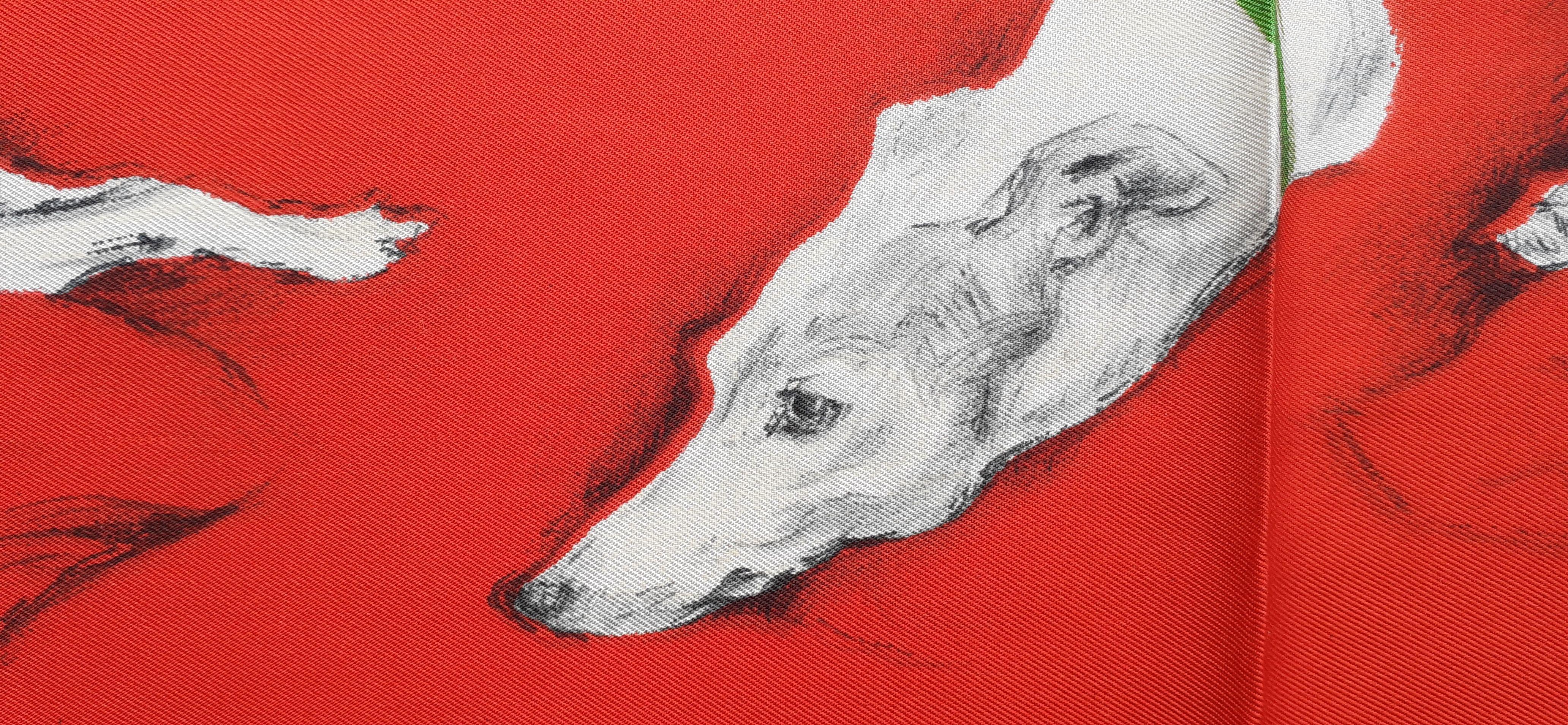 Hermès Silk Scarf Les Lévriers Greyhound Dogs Xavier De Poret 90 cm 10