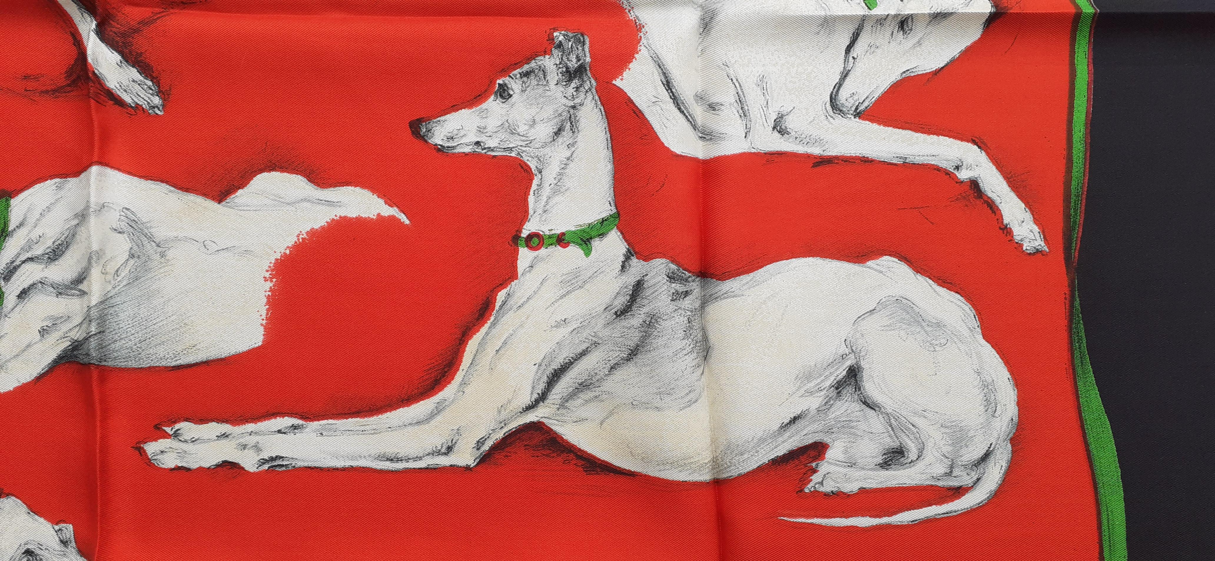 Hermès Silk Scarf Les Lévriers Greyhound Dogs Xavier De Poret 90 cm 6
