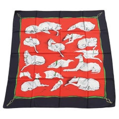 Retro Hermès Silk Scarf Les Lévriers Greyhound Dogs Xavier De Poret 90 cm