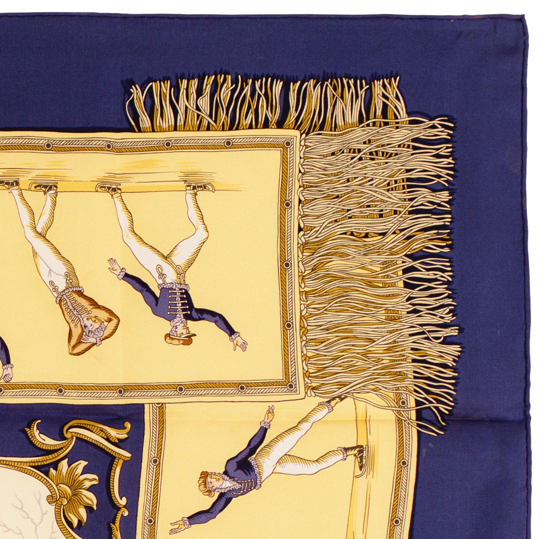 Pañuelo de seda Hermes - Les Plaisirs Du Froid - Azul - ¡Excelente estado!! en venta 2