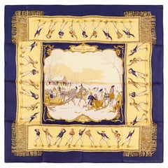 Hermes Silk Scarf - Les Plaisirs Du Froid - Blue - Excellent Condition!!