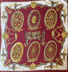 Sciarpa di seta Hermès "Les Roues De Canon" 1967