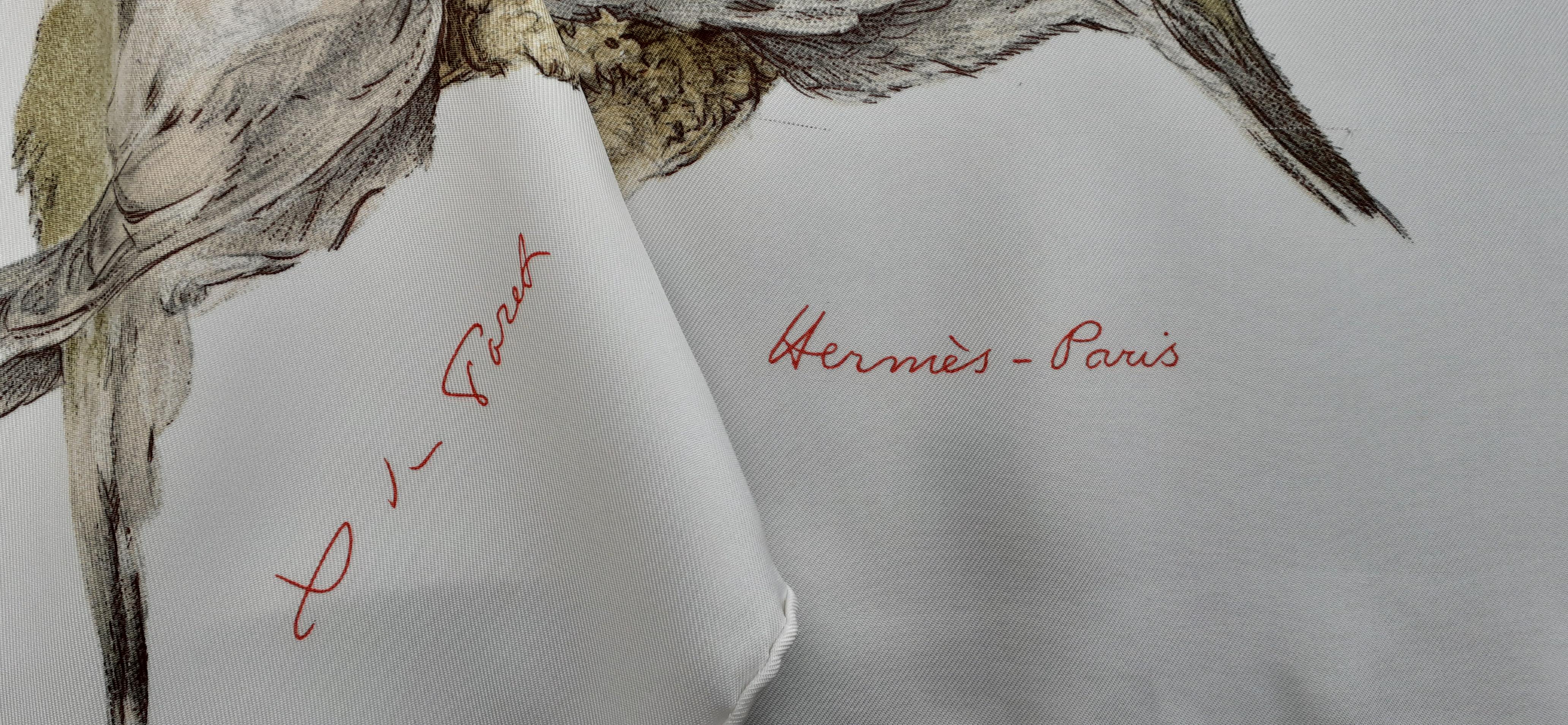 Foulard en soie Hermès Les Tourterelles Xavier de Poret 12