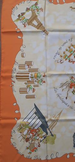 Hermès Silk Scarf Les Triplés Triplets Nicole Lambert Orange 90 cm