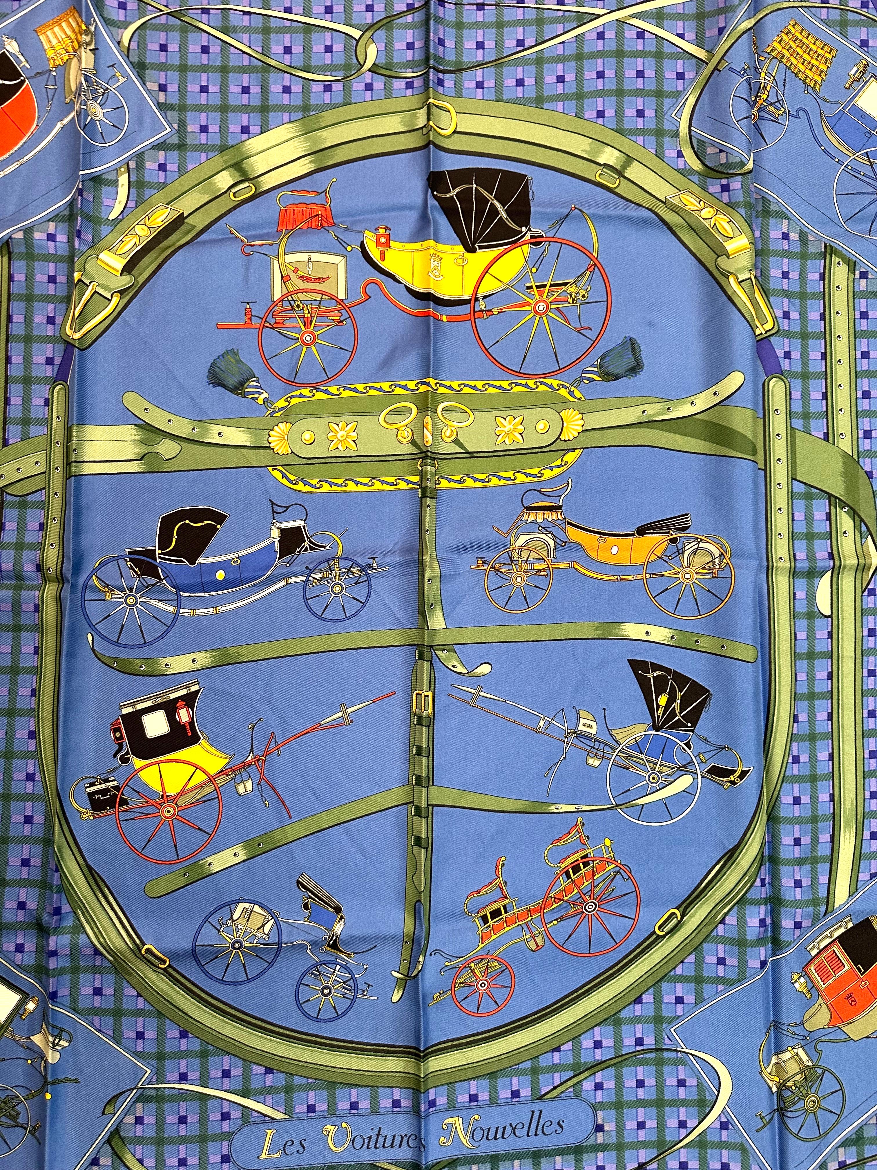 
Hermes Silk Scarf, Les Voitures Nouvelles
Signed, designed by Jacques Eudel. 35 by 35 in.
Condition Report
Good condition, lacks box.

