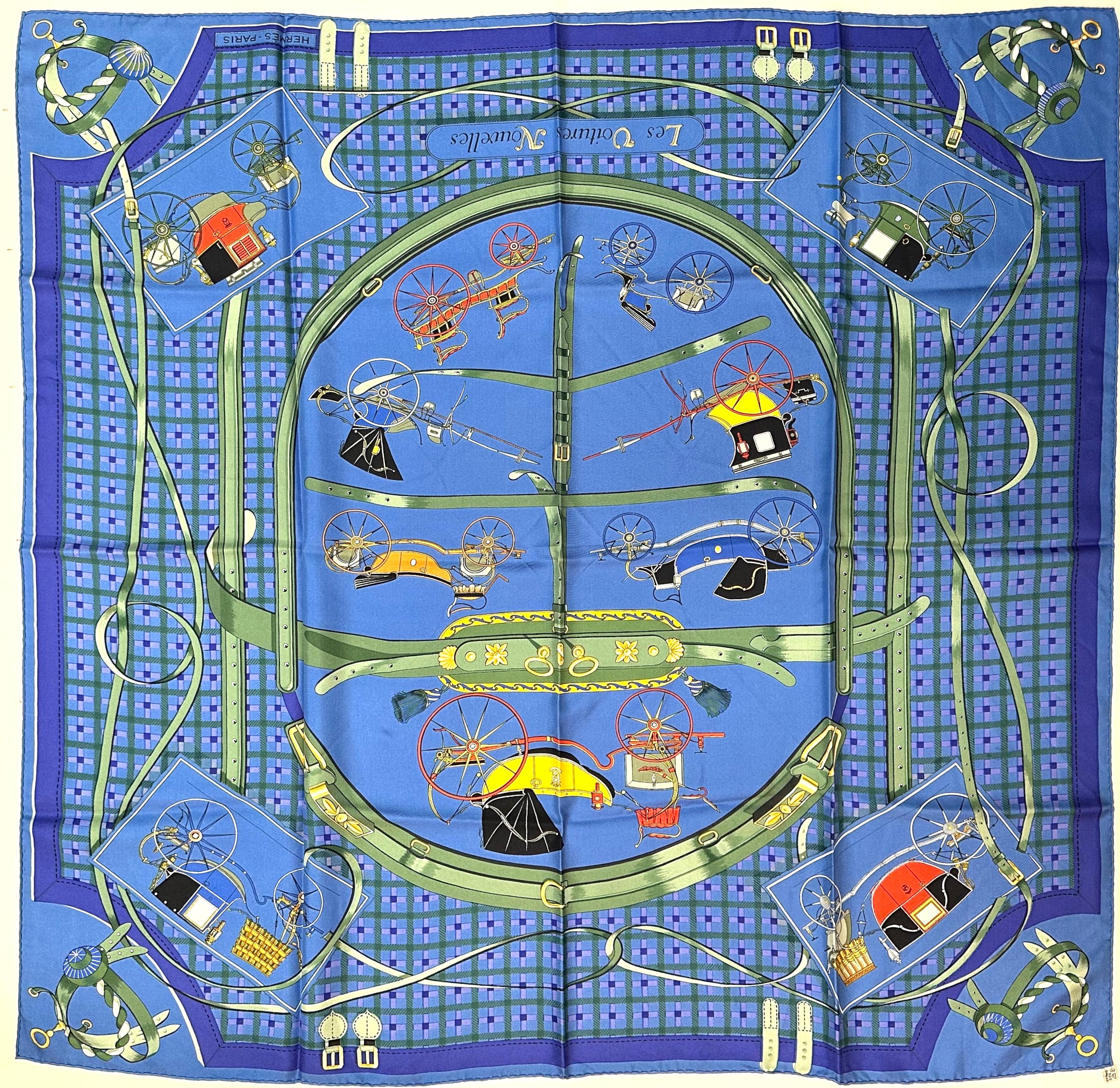 Women's or Men's Hermes Silk Scarf, Les Voitures Nouvelles For Sale