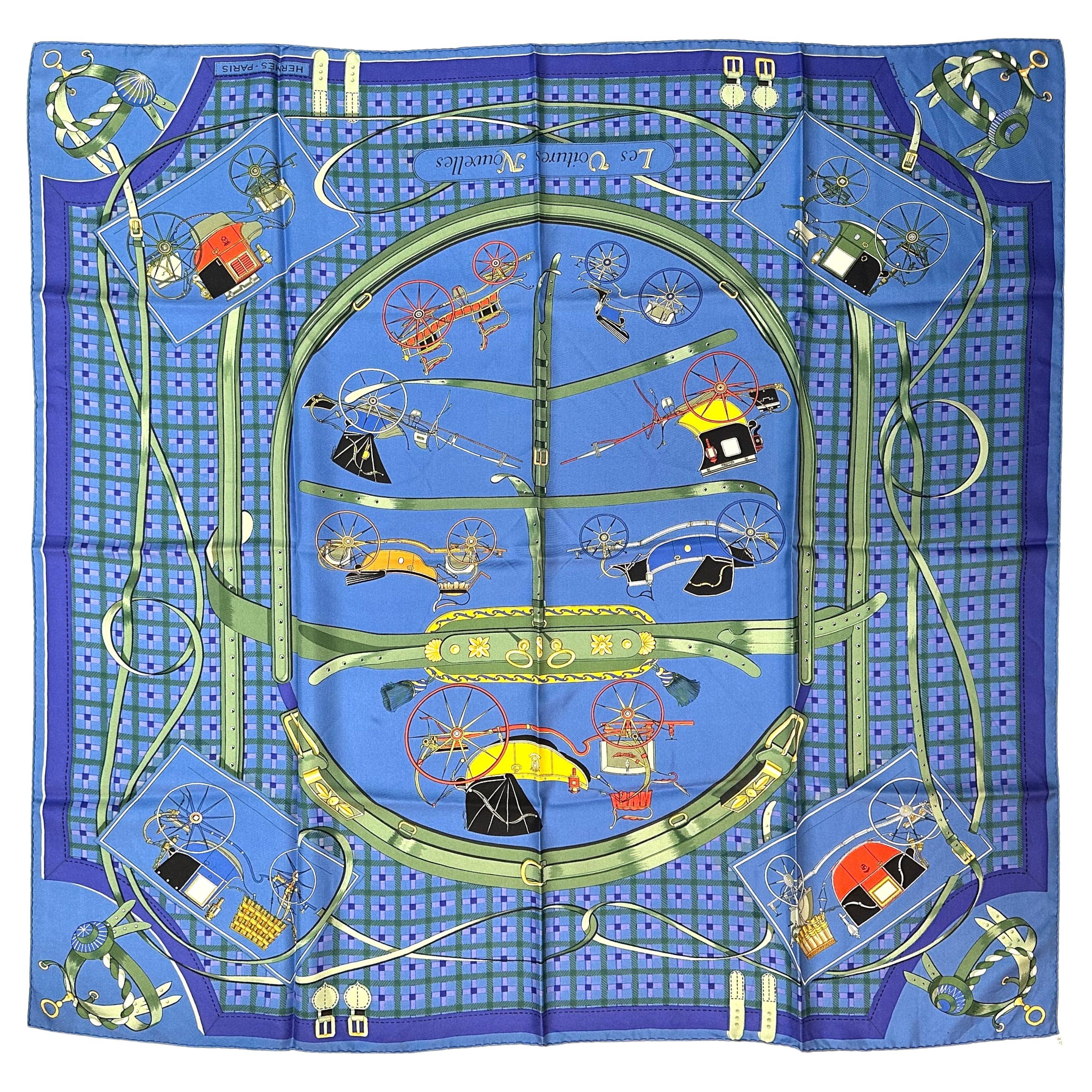 Hermes Silk Scarf, Les Voitures Nouvelles For Sale