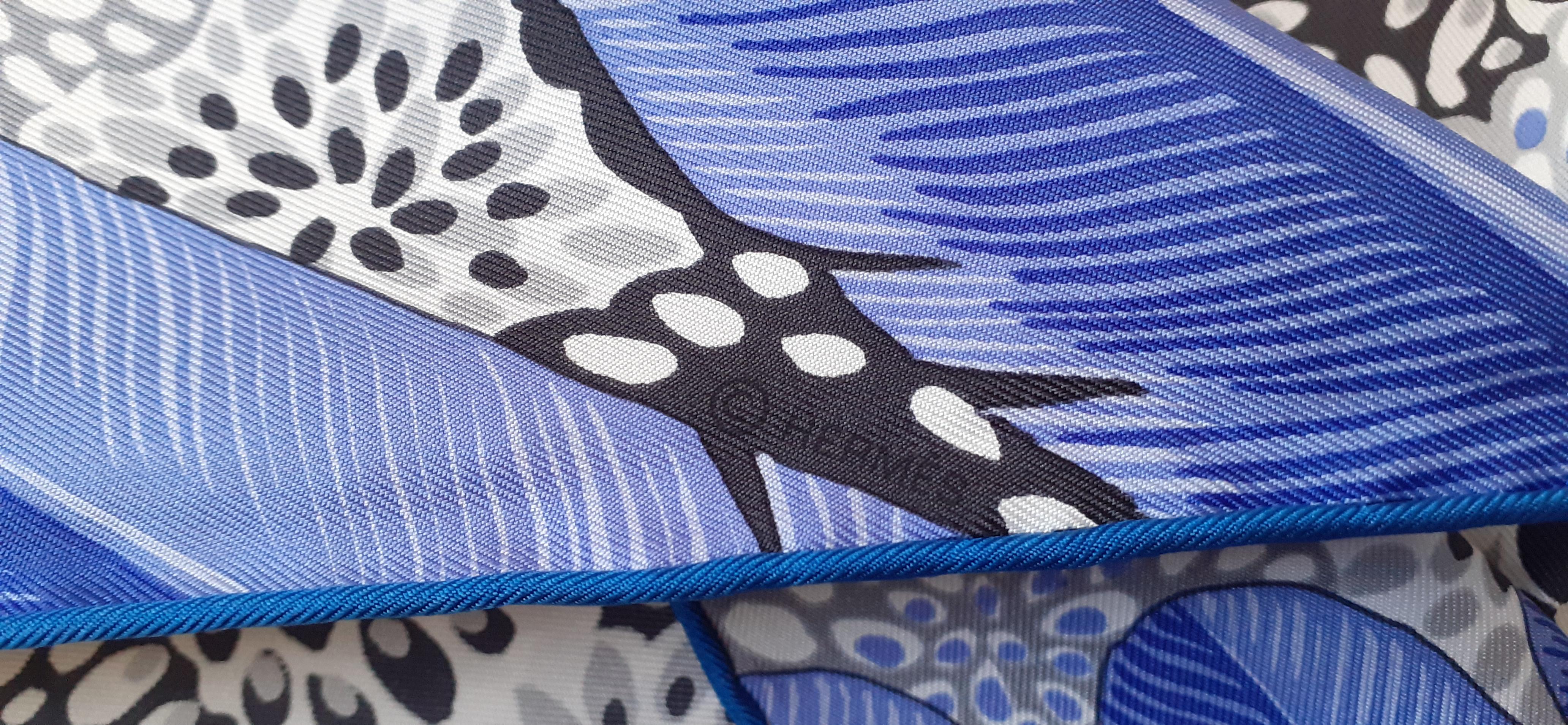 Hermès Silk Scarf L'Esprit De La Forêt Butterfly Black Blue 90 cm 6