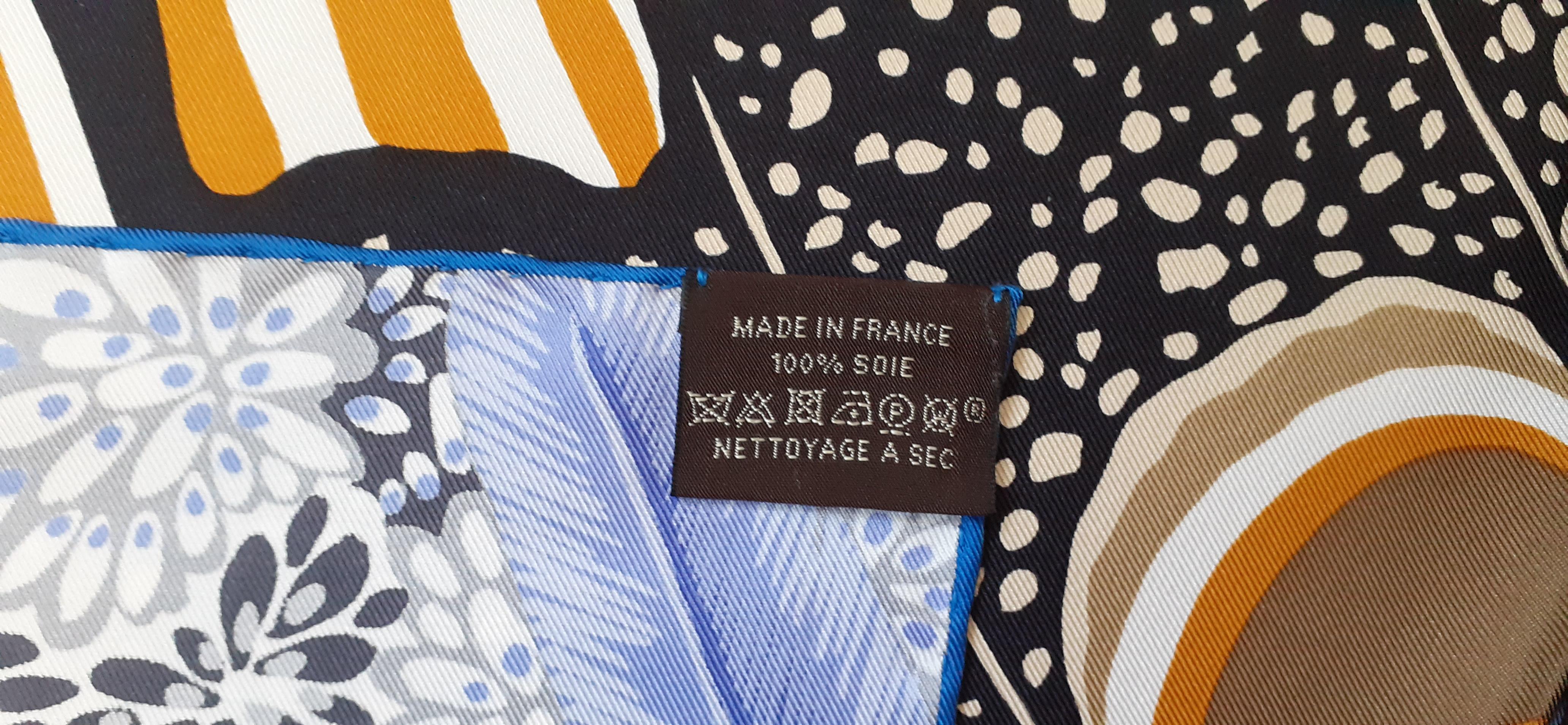 Hermès Silk Scarf L'Esprit De La Forêt Butterfly Black Blue 90 cm 2