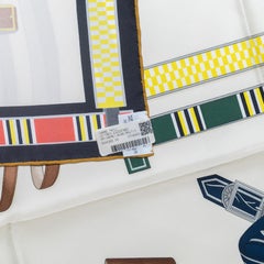 Hermes Silk Scarf Lettres Équestres – Crème – Jaune - New Store Tag