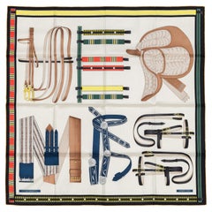 Hermes Silk Scarf Lettres Équestres – Crème – Jaune - New Store Tag