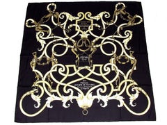Hermès Silk Scarf L'Instruction du Roy en l'Exercice de Monter a Cheval Black 90