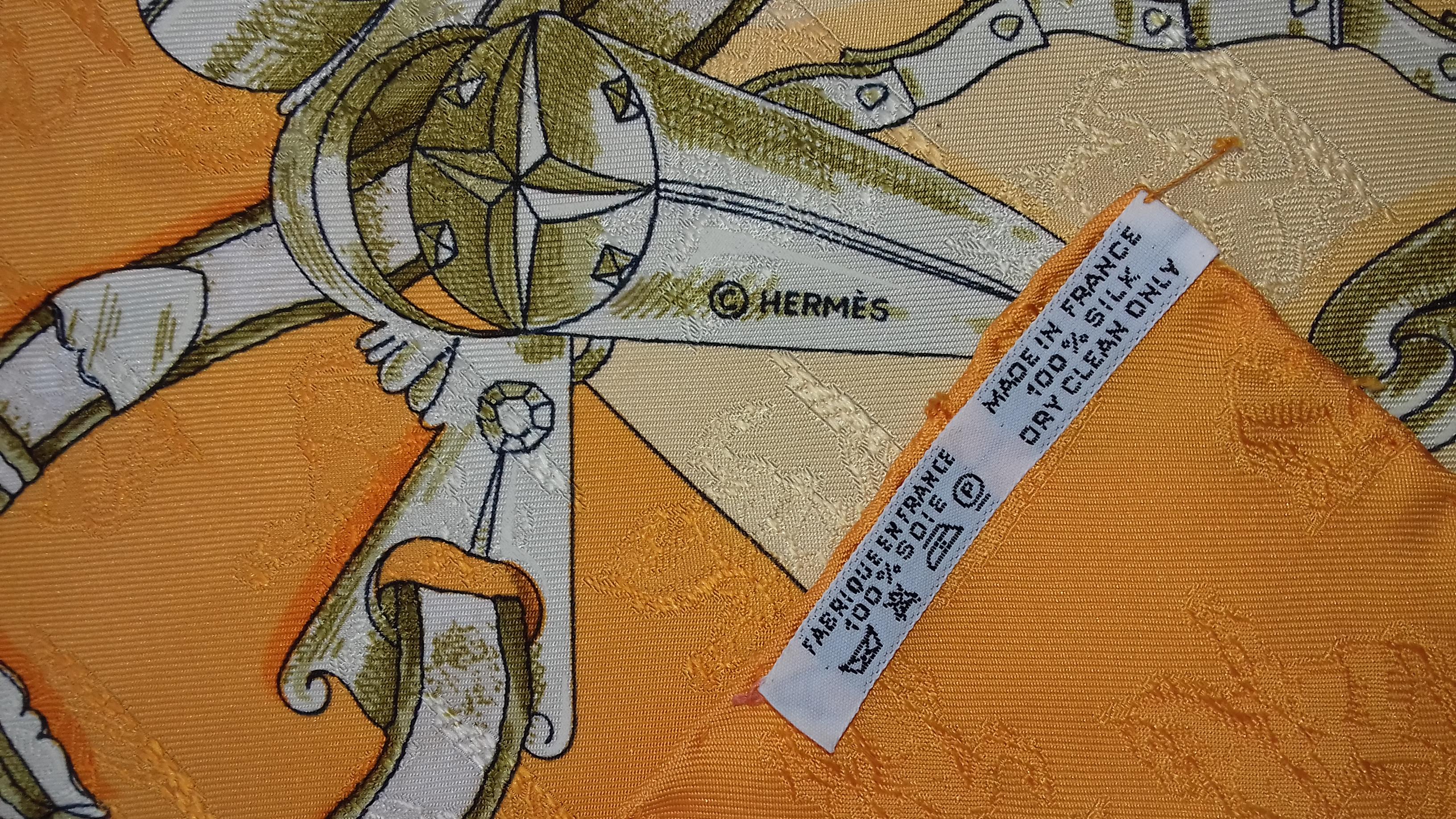 Hermès Silk Scarf L'Instruction Du Roy Henri d'Origny Orange Damask 35 inches 6