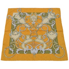 Hermès Silk Scarf L'Instruction Du Roy Henri d'Origny Orange Damask 35 ...