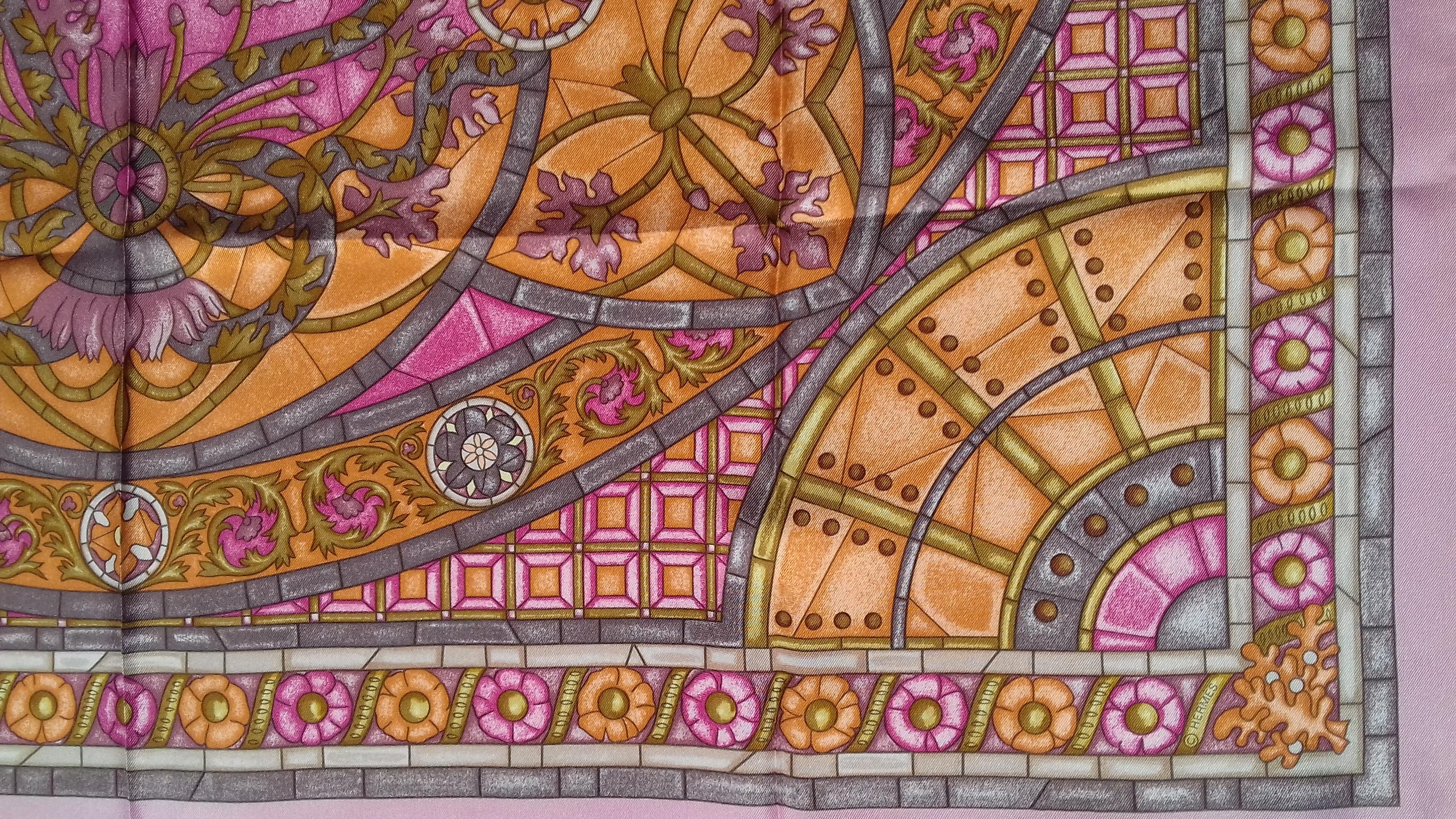 Hermès Silk Scarf Lumieres de Paris Hidaka 2006 Pink Orange 35 inches 5