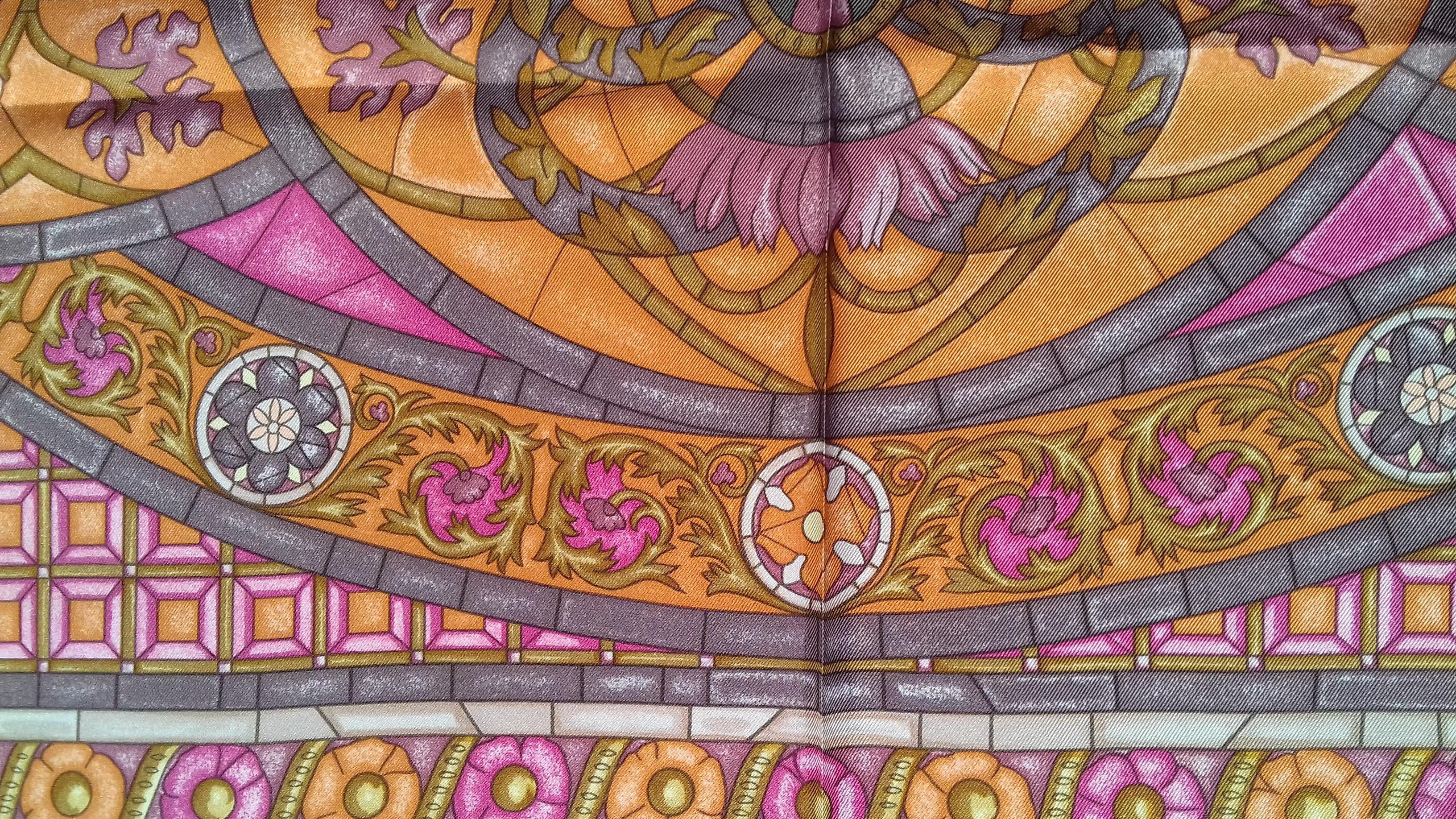 Hermès Silk Scarf Lumieres de Paris Hidaka 2006 Pink Orange 35 inches 8