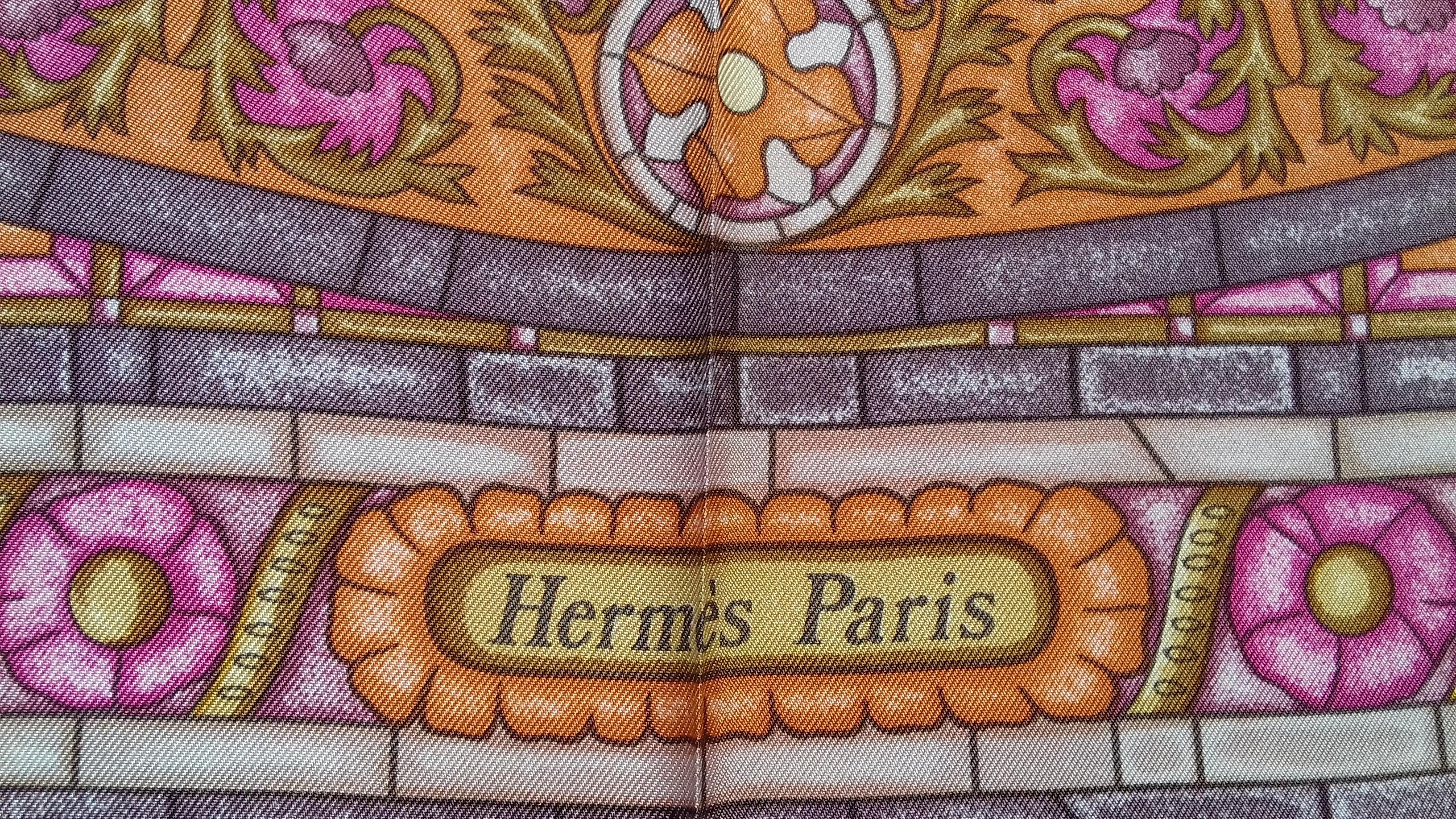 Women's Hermès Silk Scarf Lumieres de Paris Hidaka 2006 Pink Orange 35 inches