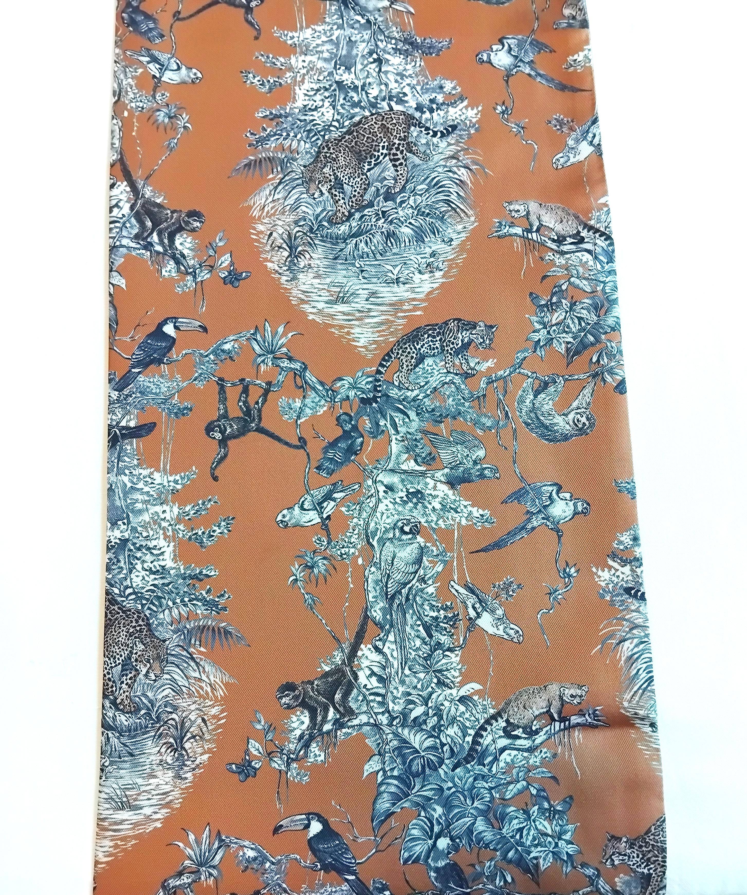 Foulard en soie Hermès Maxi Twilly Cut Equateur Robert Dallet  en vente 2