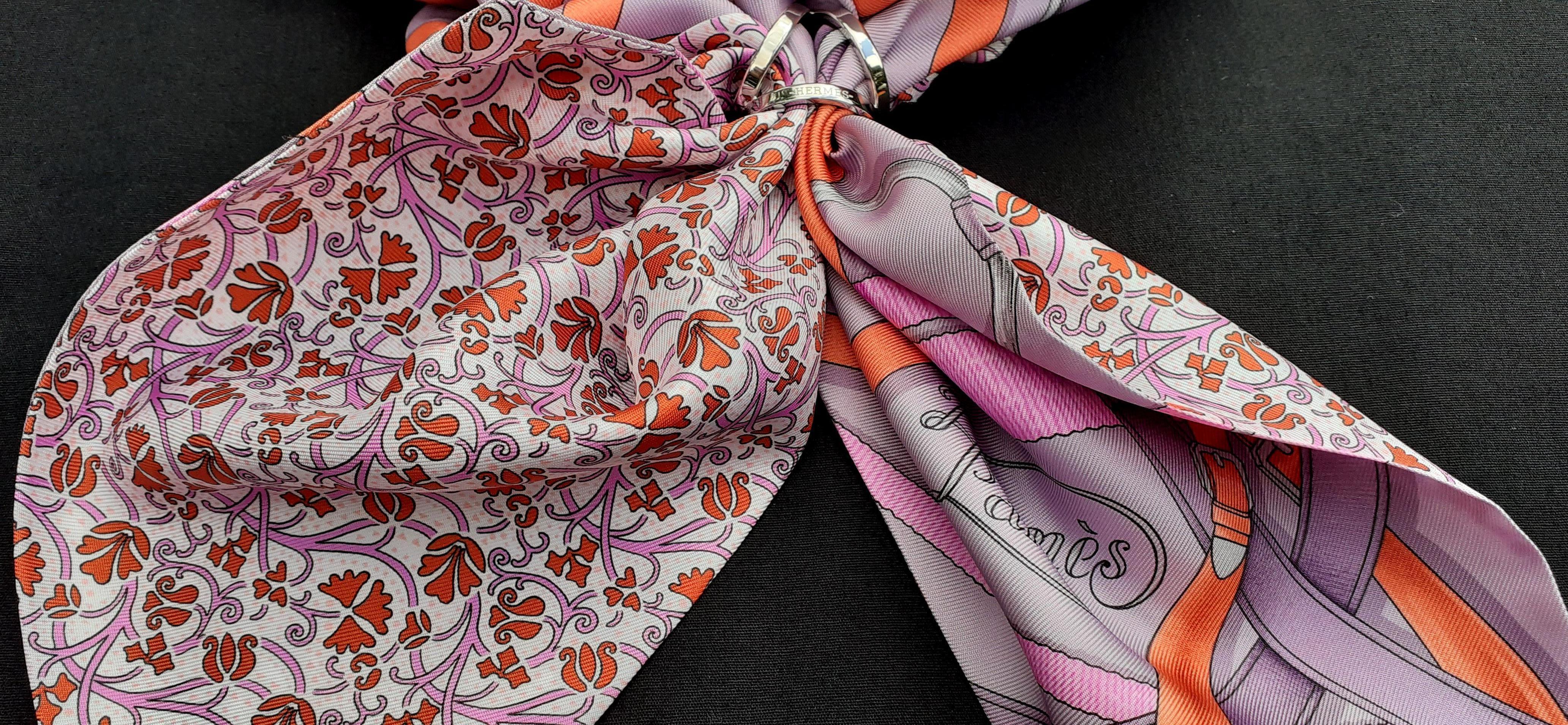 Hermès Sciarpa di seta Maxi Twilly Cut Grand Manege Fleuri Rosa Viola 8