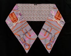 Hermès Silk Scarf Maxi Twilly Cut Grand Manege Fleuri Pink Purple