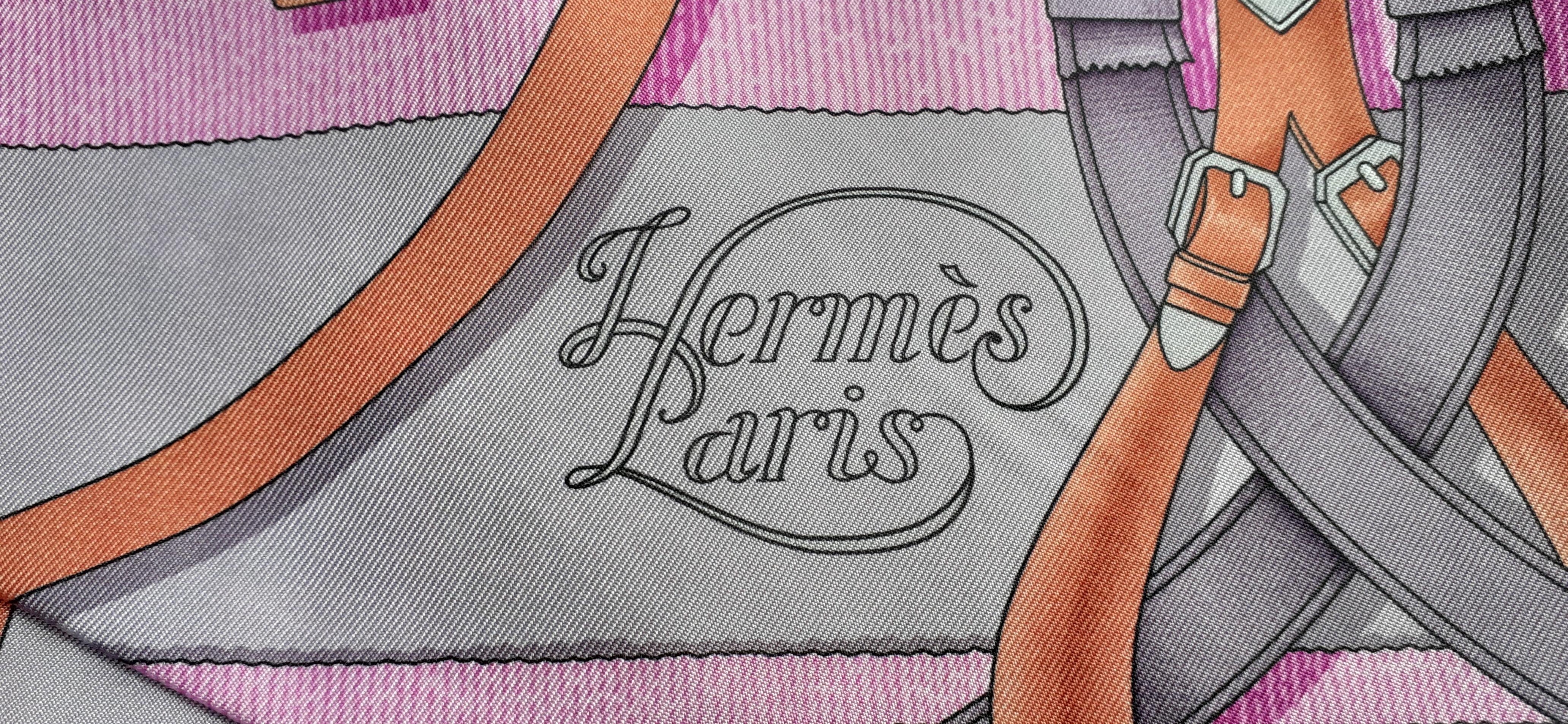 Hermès Sciarpa di seta Maxi Twilly Cut Grand Manege Fleuri Rosa Viola 3