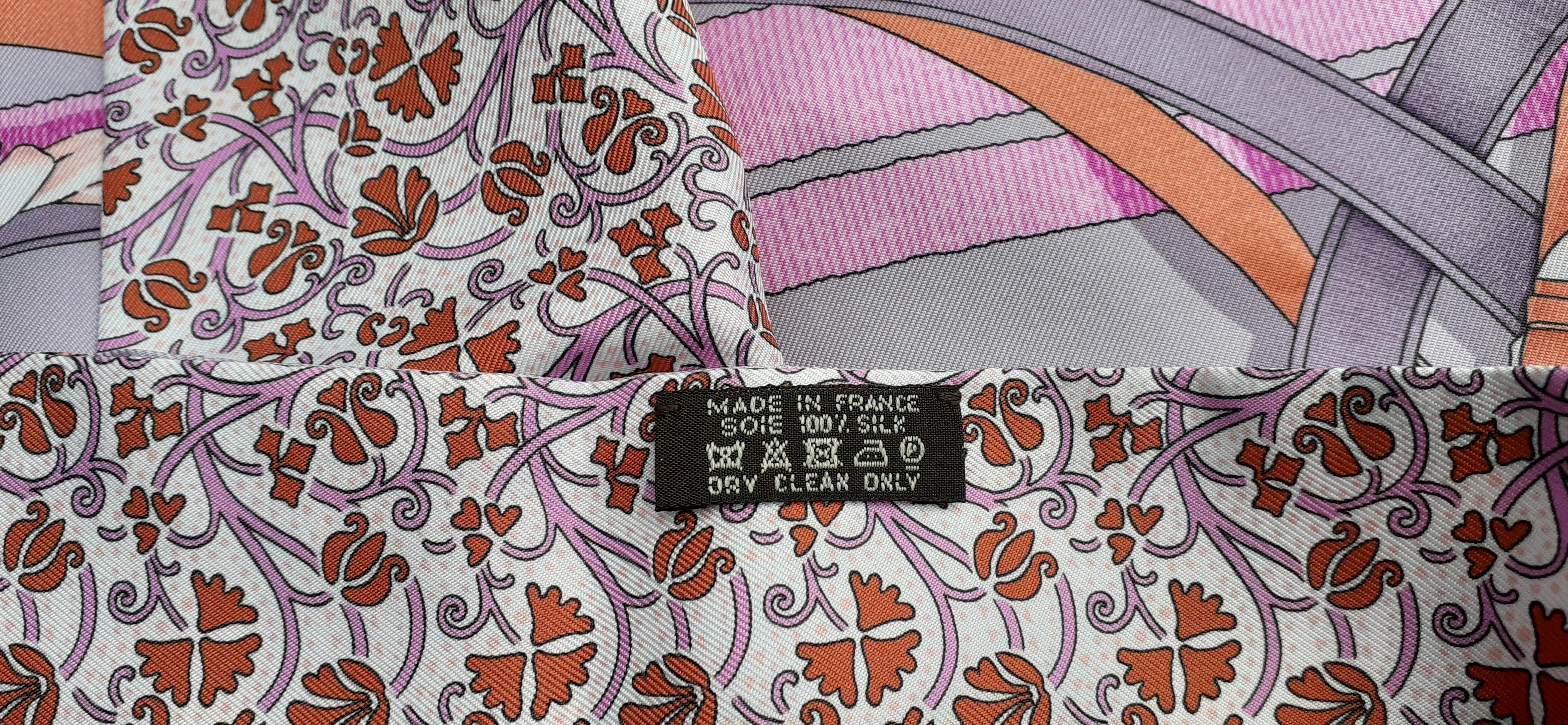 Hermès Silk Scarf Maxi Twilly Cut Grand Manege Fleuri Pink Purple 2