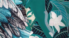 Hermès Foulard en soie Maxi Twilly Flamingo Party Gree Bleu 83 pouces