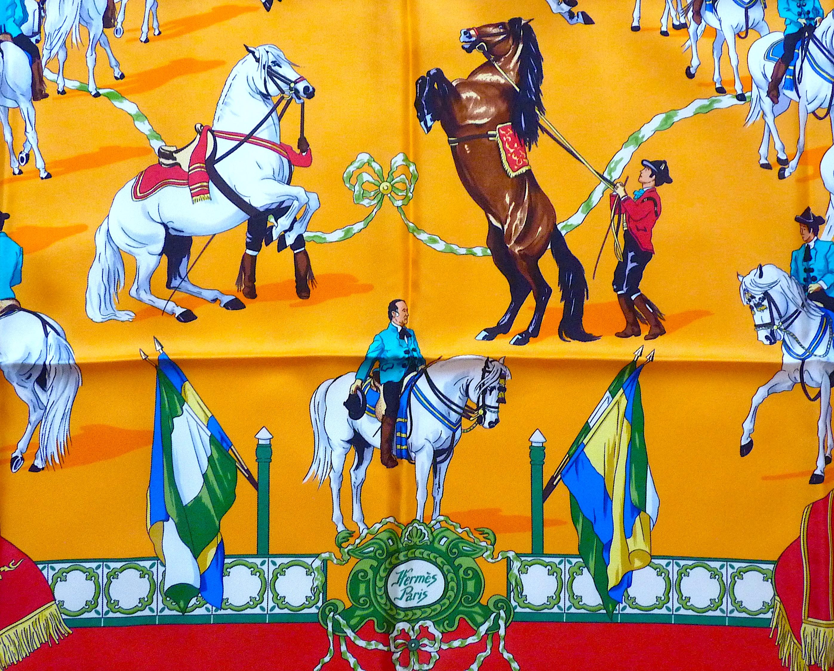 Orange HERMES Silk Scarf MINTCONDITION with Box 