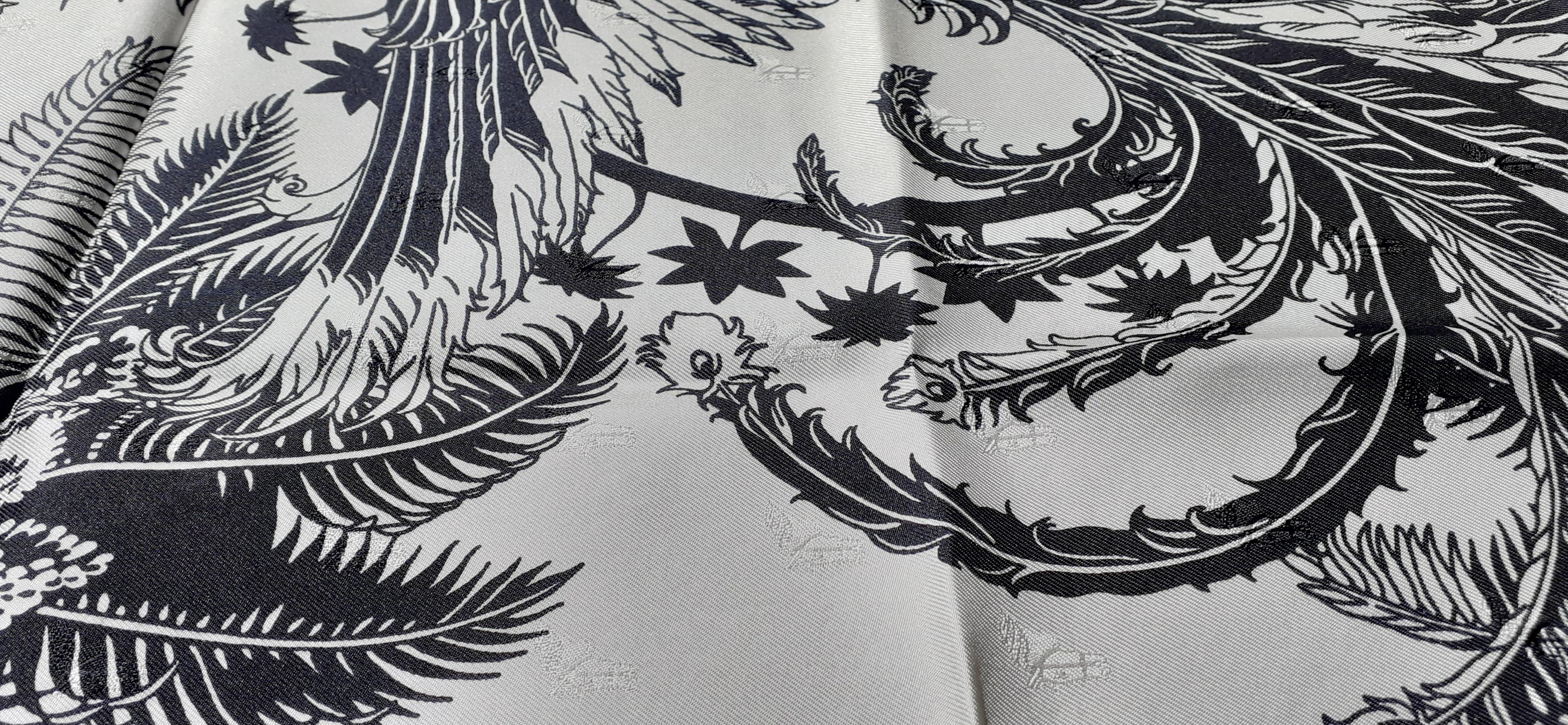 Hermès Silk Scarf Mythiques Phoenix Tattoo Black Blue White 70 cm 4