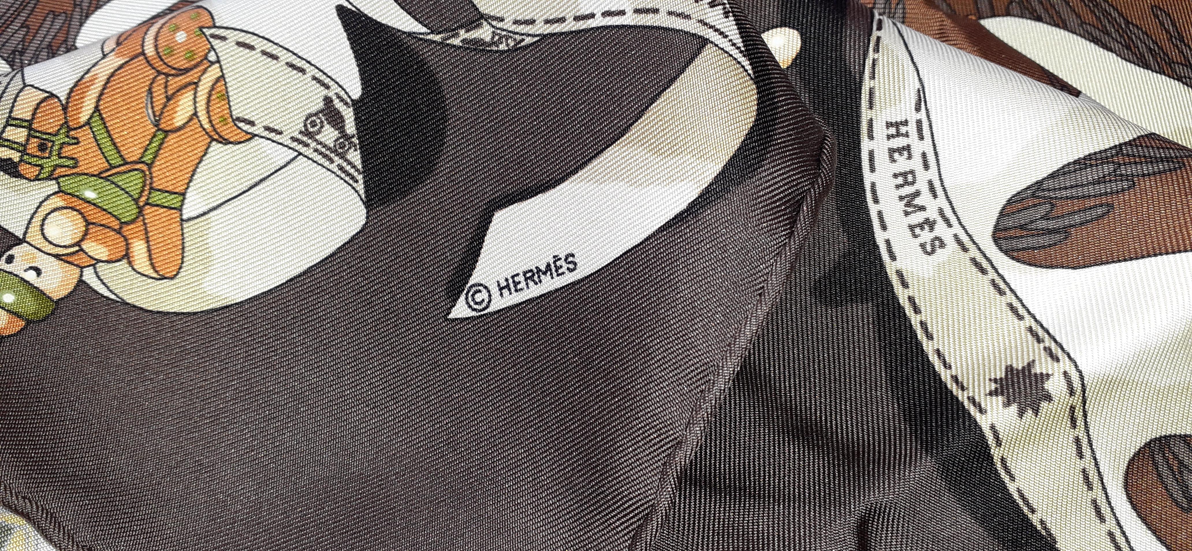 Hermès Silk Scarf Noel au 24 Faubourg Christmas Brown 90 cm 4
