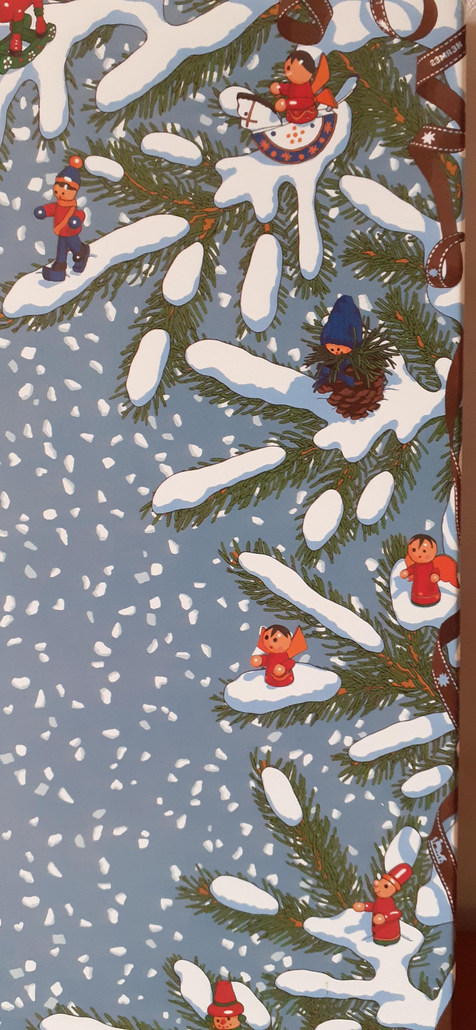 Hermès Silk Scarf Noel au 24 Faubourg Christmas Brown 90 cm 7