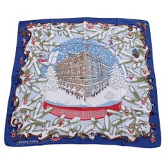 Sciarpa di seta Hermès Noel au 24 Faubourg Natale Snow Ball Blu 35'