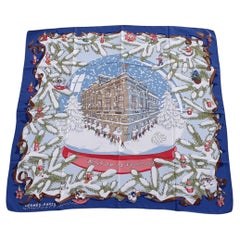 Hermès Silk Scarf Noel au 24 Faubourg Christmas Snow Ball Blue 35'