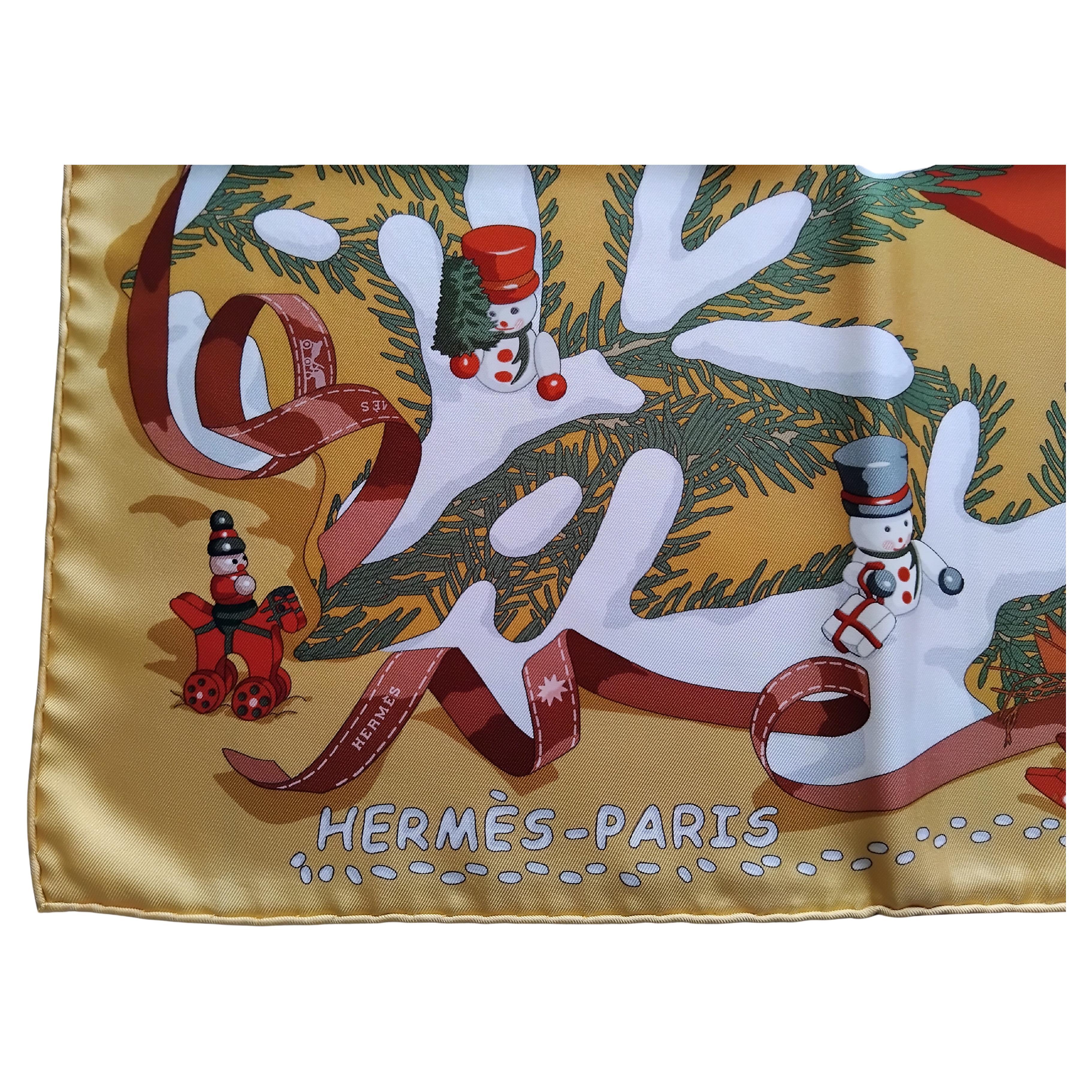 De las mujeres Pañuelo de seda Hermès Noel au 24 Faubourg Bola de nieve de Navidad Naranja en venta