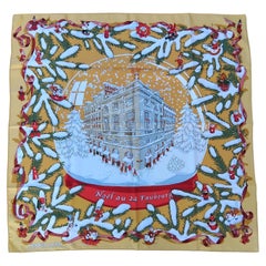 Hermès Seidenschal Noel au 24 Faubourg Weihnachten Schnee Ball Orange