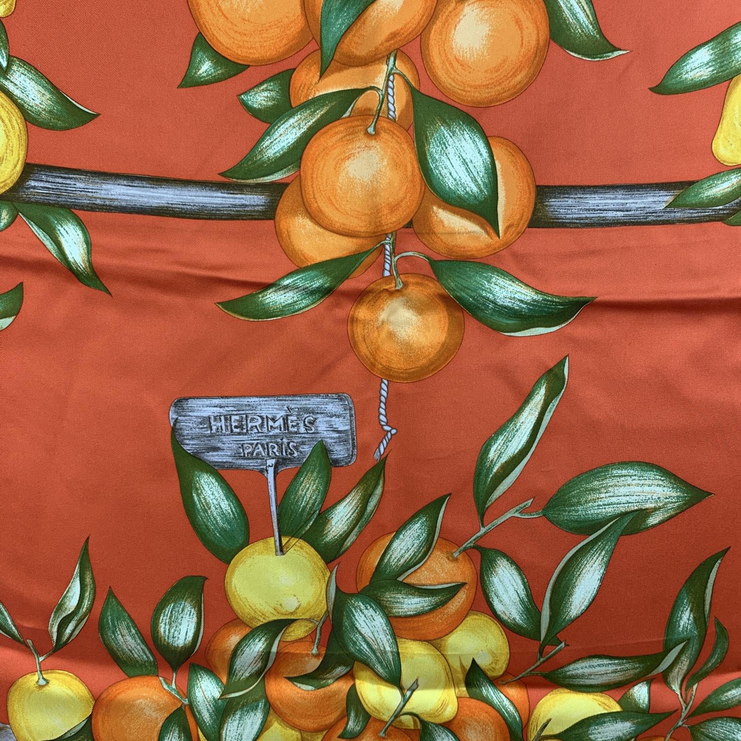 Brown Hermes Silk Scarf Oranges et Citrons 1962 Madame La Torre