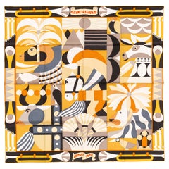 Pañuelo de Seda Hermes - Parade En Fanfare - Noir Caramel Gris - Nueva Etiqueta de Cuidado