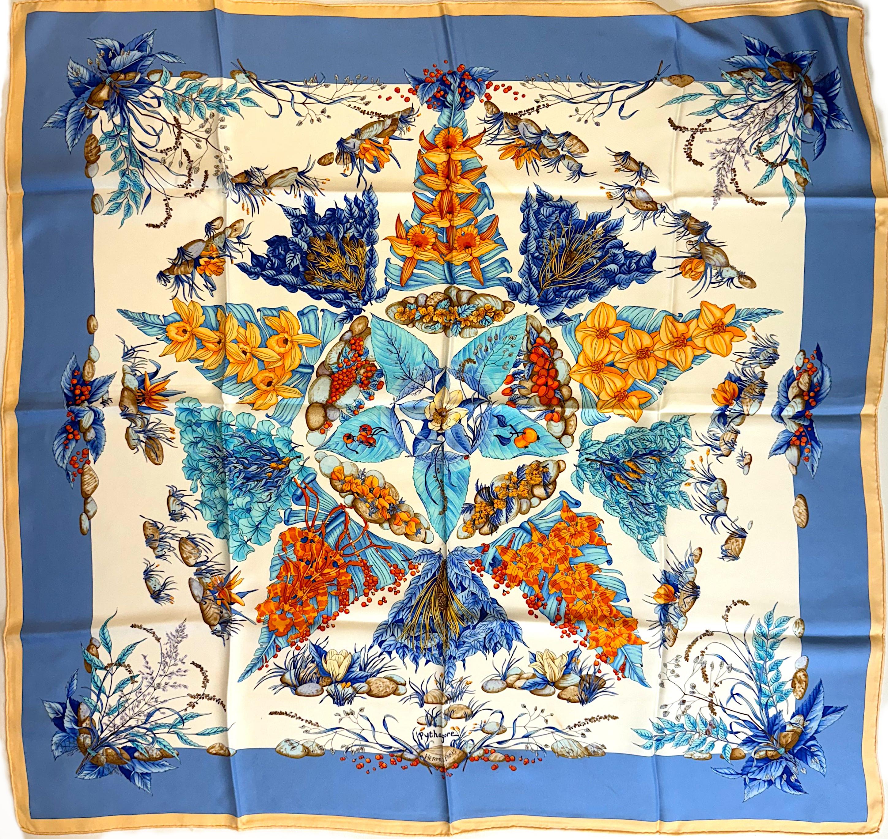 Women's or Men's Hermes Silk Scarf, Phytagore For Sale