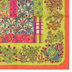 Hermes Silk Scarf - Pique Fleuri de Provence - Orange Neon green Violet - New!!