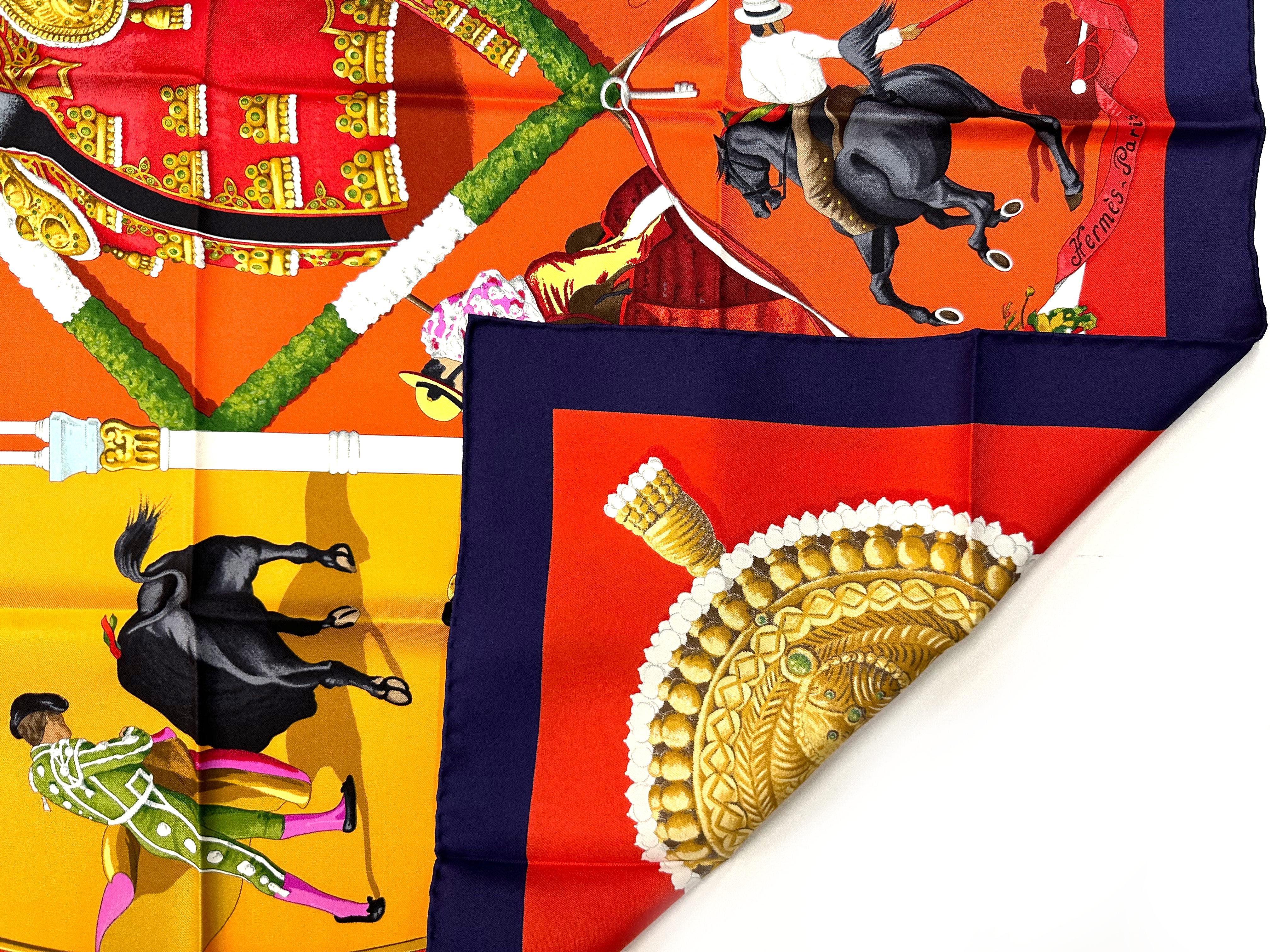 Hermes Silk Scarf, Plaza de Toros In Good Condition For Sale In West Palm Beach, FL