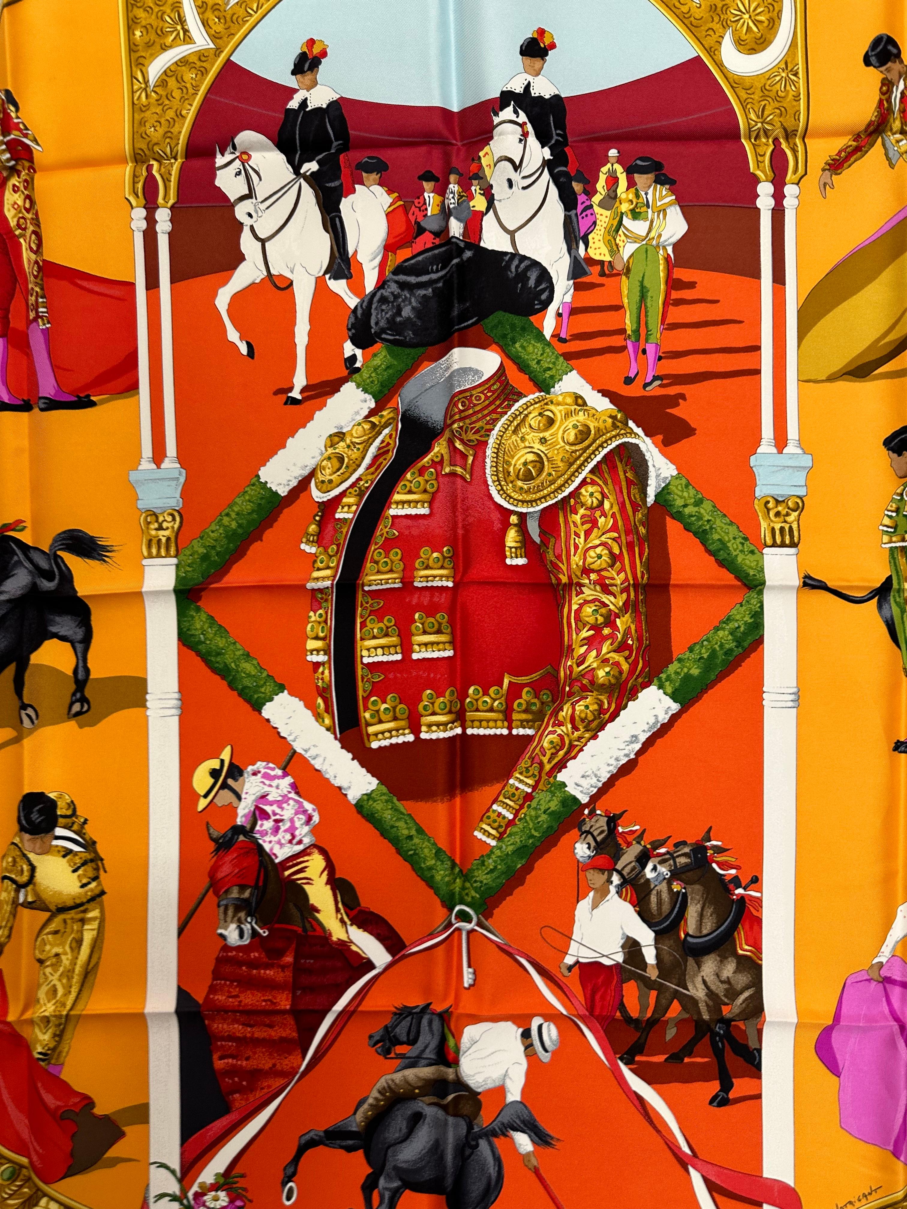 Women's or Men's Hermes Silk Scarf, Plaza de Toros For Sale