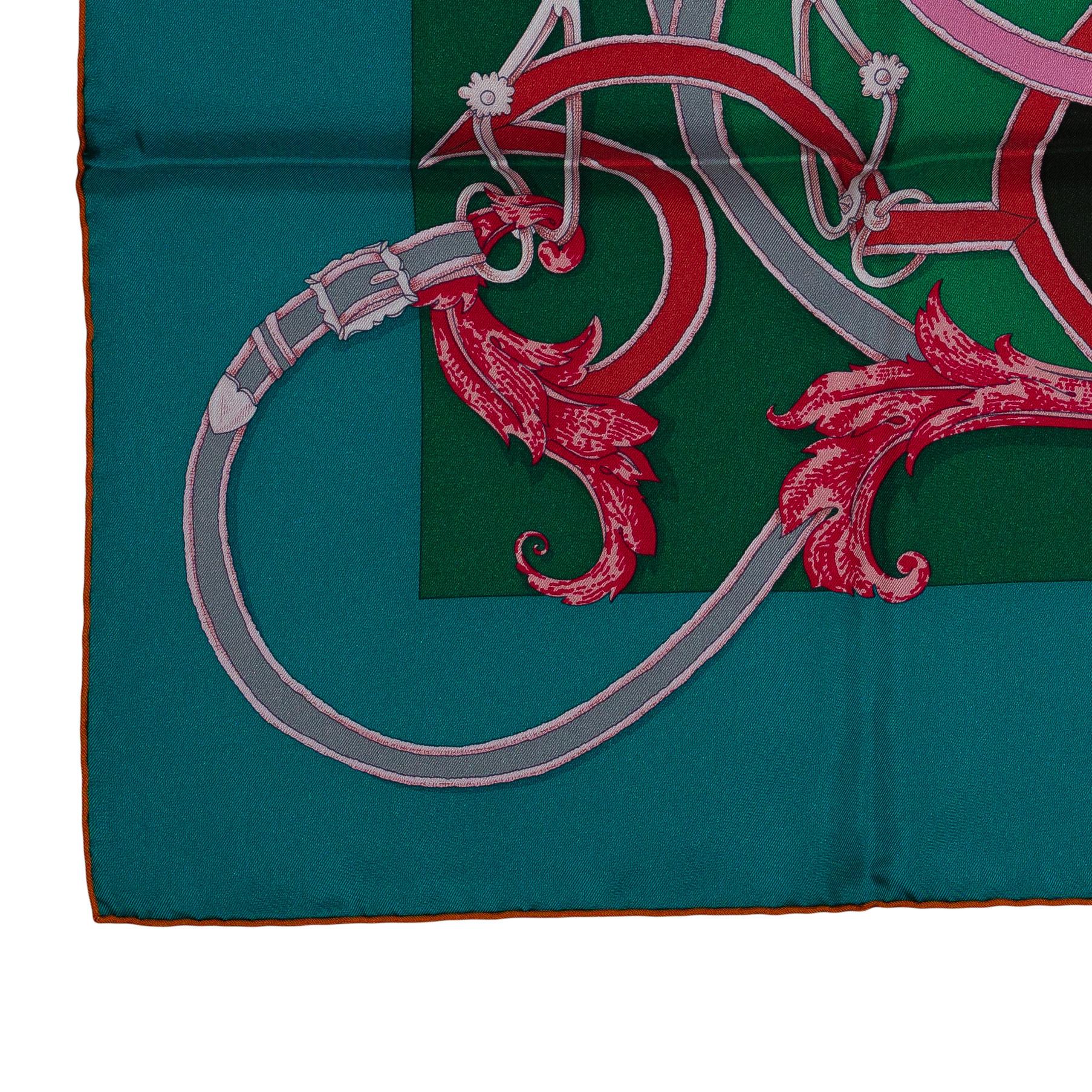 Sciarpa di seta Hermes -  Plumets du Roy - Greene & Greene 90cm - NUOVO in vendita 5