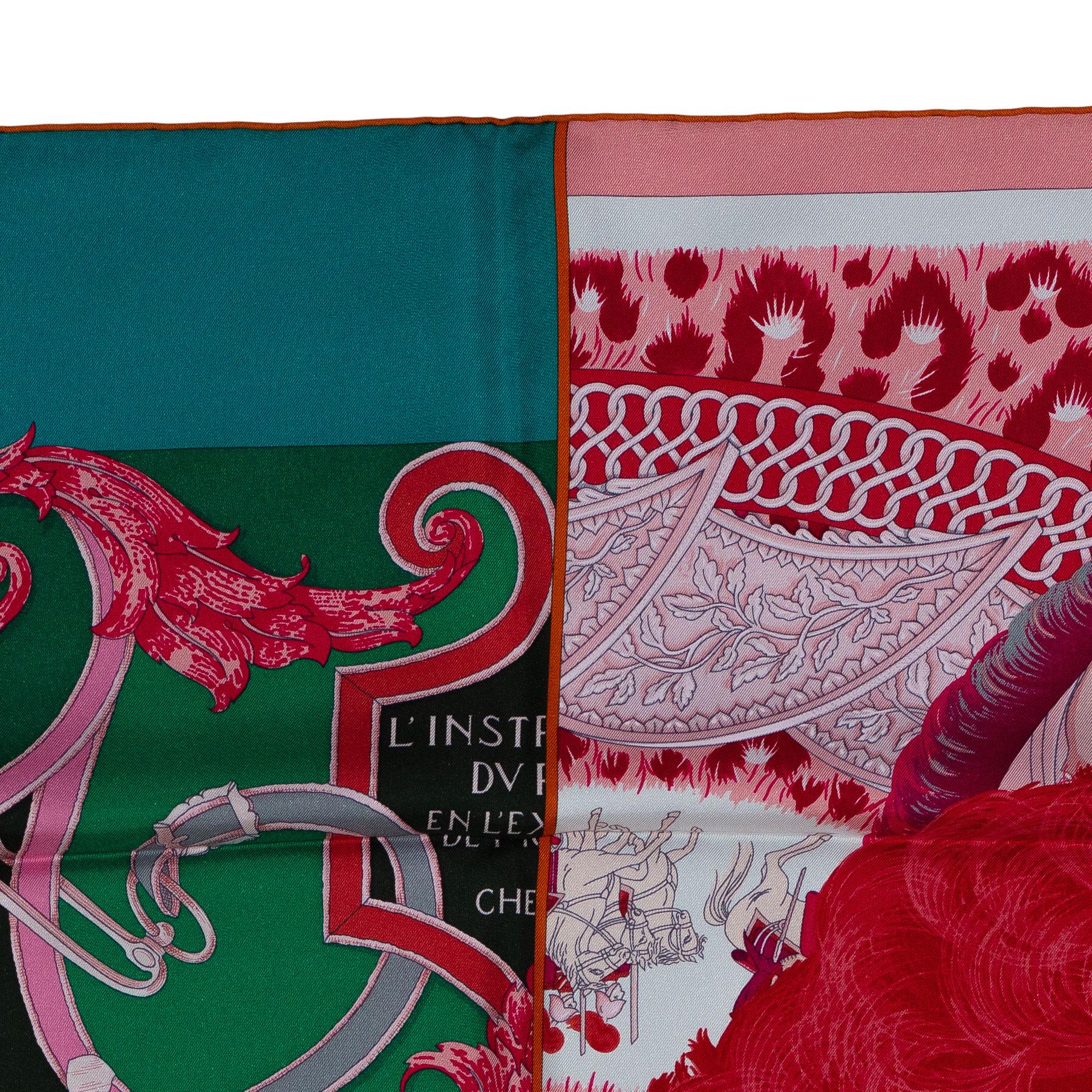 Sciarpa di seta Hermes -  Plumets du Roy - Greene & Greene 90cm - NUOVO in vendita 1