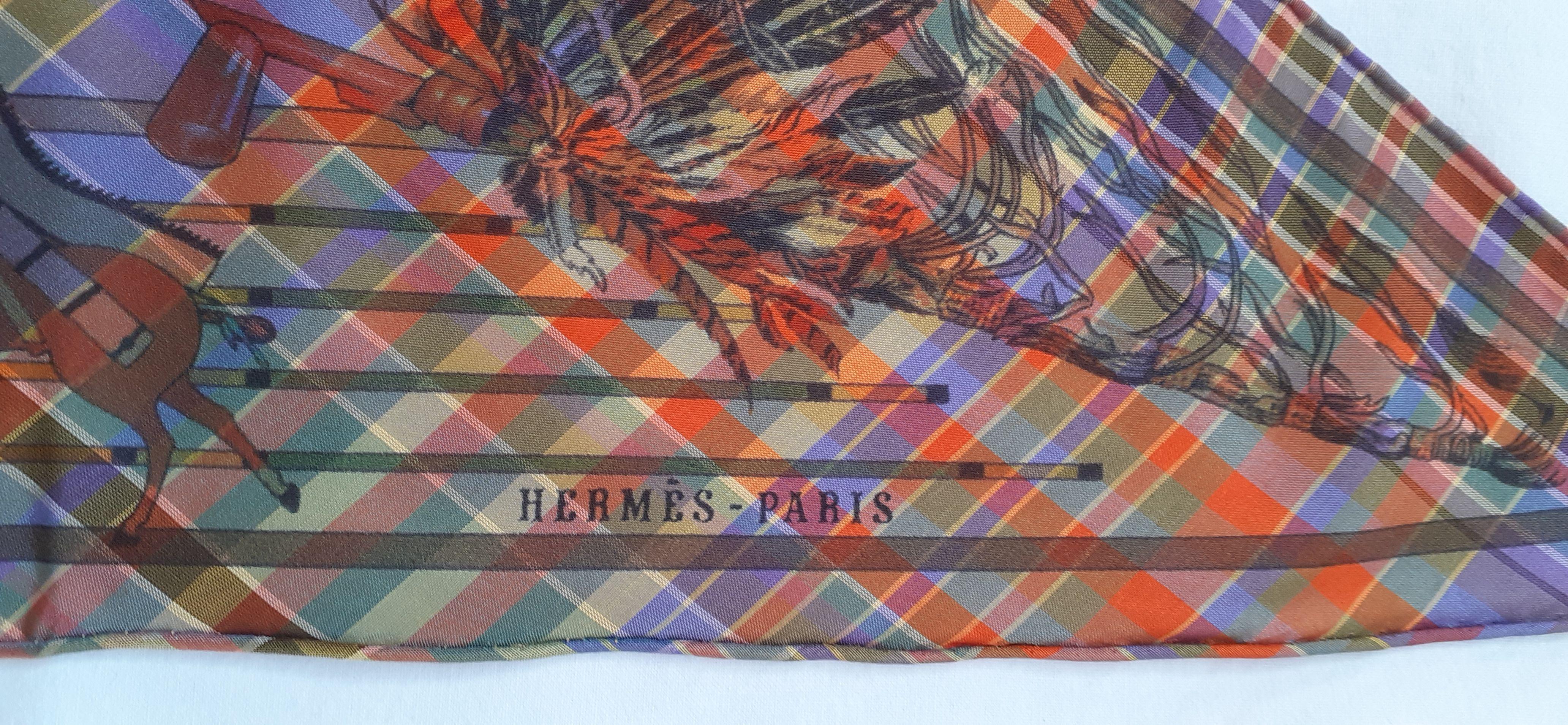 Hermès Silk Scarf Pointu Pani La Shar Pawnee Madras with Charms Kermit Oliver 1