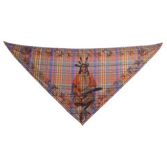 Hermès Silk Scarf Pointu Pani La Shar Pawnee Madras with Charms Kermit Oliver