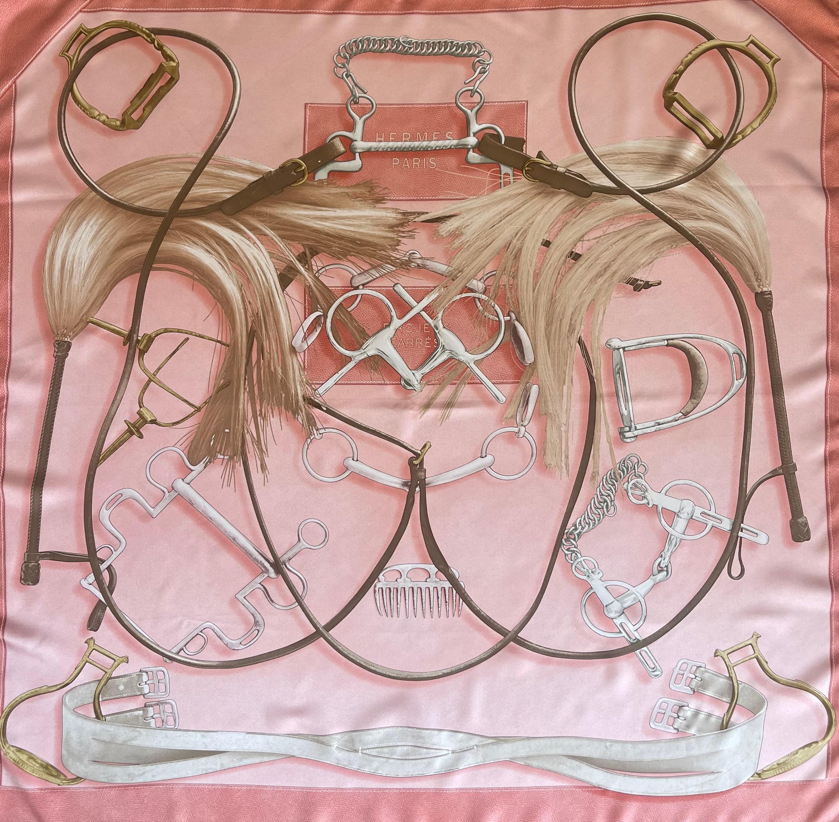Gray Hermès Silk Scarf “Projets Carré” 2007. For Sale