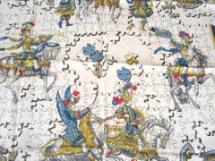 Hermes Silk Scarf  "Puzzle"  Francoise Heron Blue Border In box