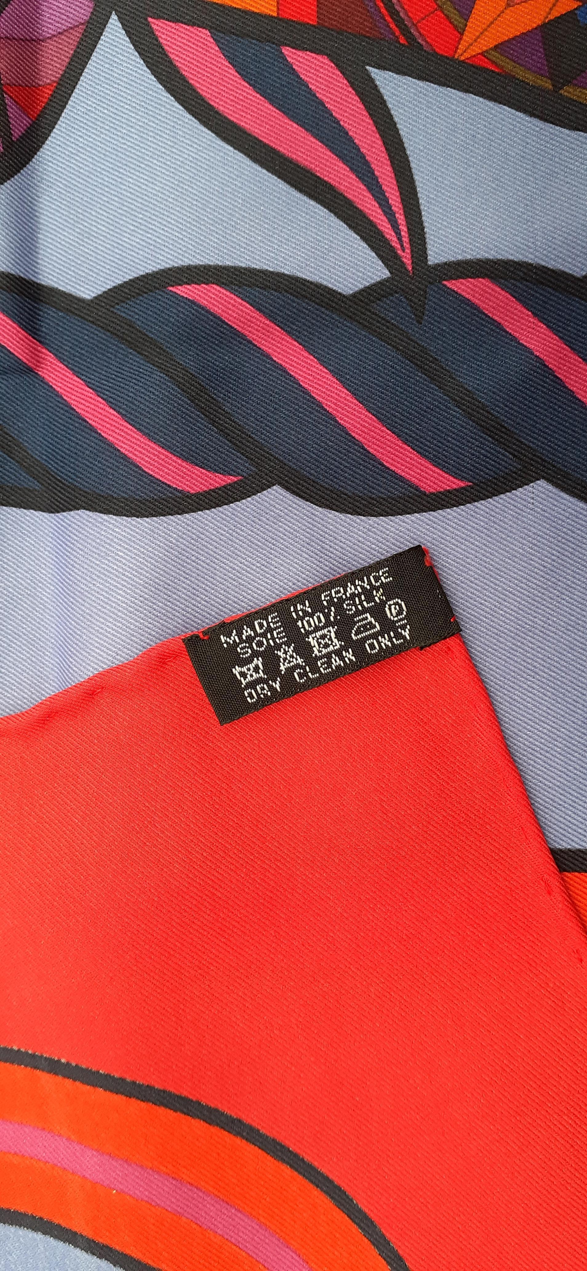 Hermès Silk Scarf Quadrige Costume Peron Anamorphée et Hidaka 70 cm 2
