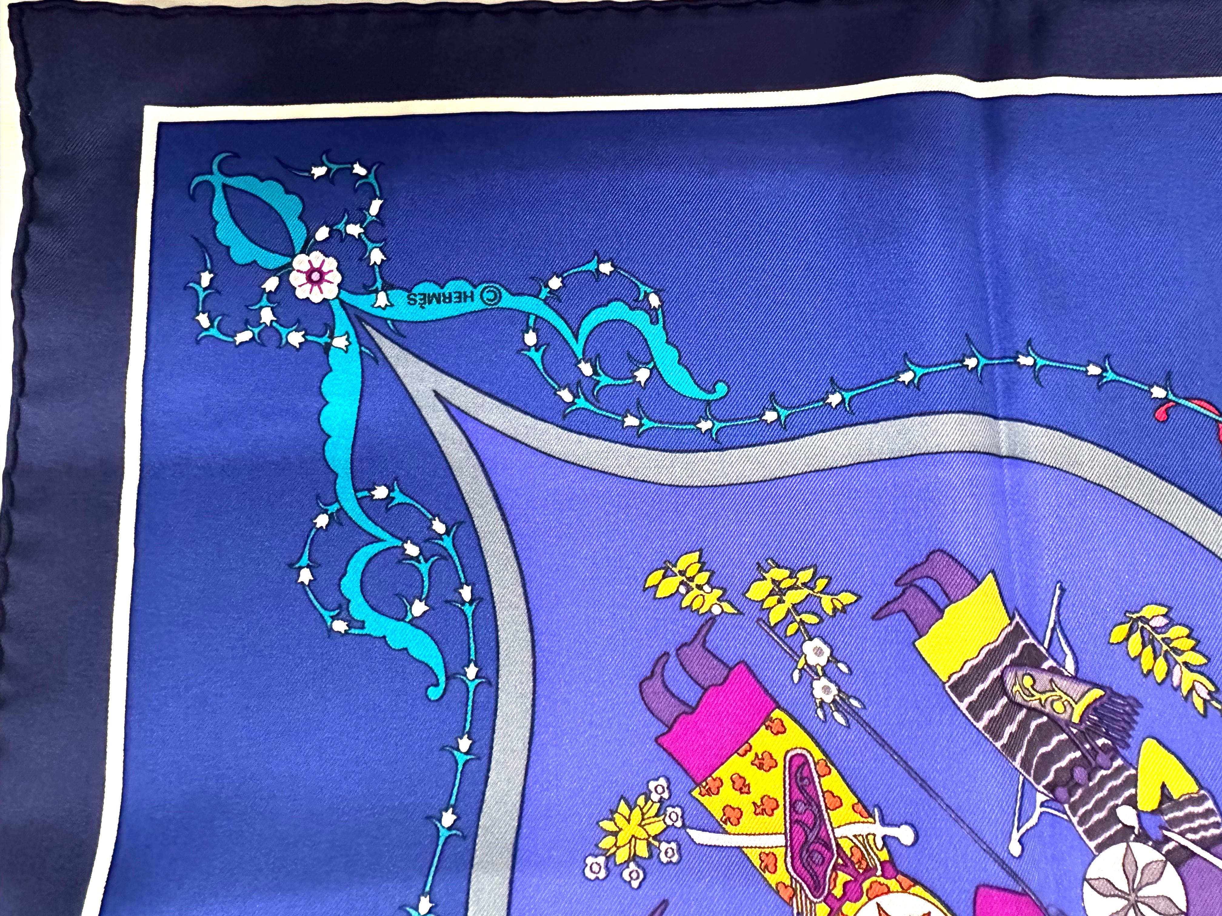 Purple Hermes Silk Scarf, Railing For Sale